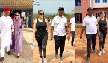 Ned Nwoko and his Moroccan wife, Laila jet to his village