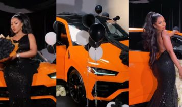 Jubilation as Mercy Eke acquires Lamborghini