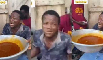 Man cries after being told to finish food he was caught stealing, including pot of…